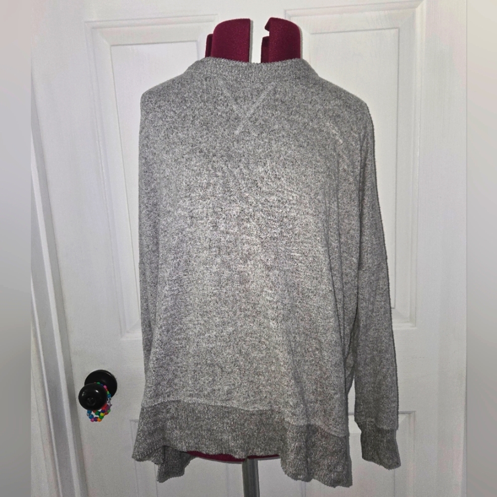 Aerie Crew Neck Cozy Gray Soft Knit Lightweight XS Sweater